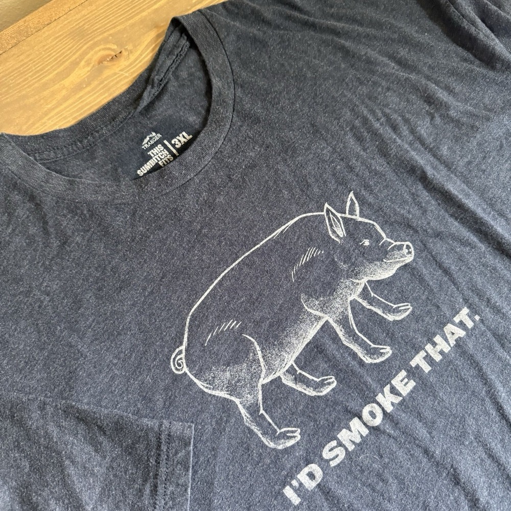 Traeger Men's 3XL Blue Pig I'd Smoke That Short Sleeve T-Shirt